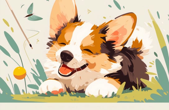 Plakat 86,4x56,8cm Beztroski Corgi Inna marka