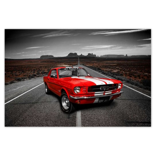 Plakat 90x60 Czerwony Ford Mustang ZeSmakiem