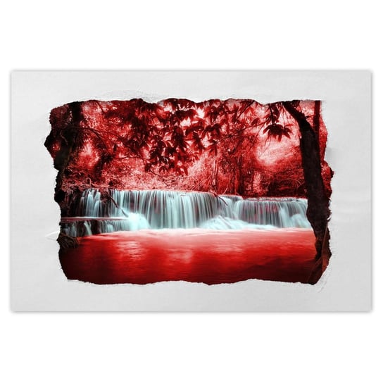 Plakat 90x60 Czerwony wodospad Kaskada ZeSmakiem