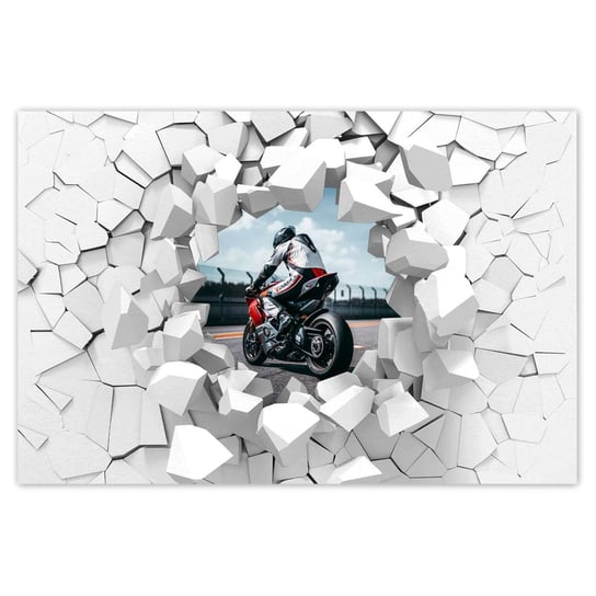 Plakat 90x60 Motocyklista na torze wyścigowym ZeSmakiem