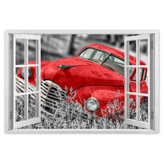 Plakat 90x60 Stary czerwony samochód ZeSmakiem