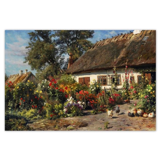 Plakat 90x60 Wiejski domek z kwiatami ZeSmakiem