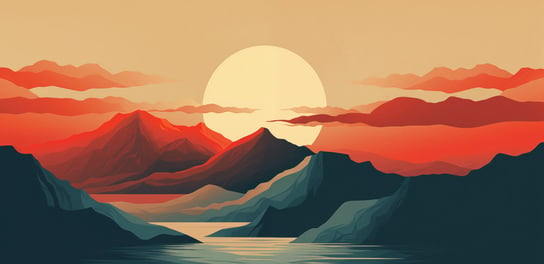 Plakat 91,3x44,5cm Zachód Słońca nad Górami Zakito Posters
