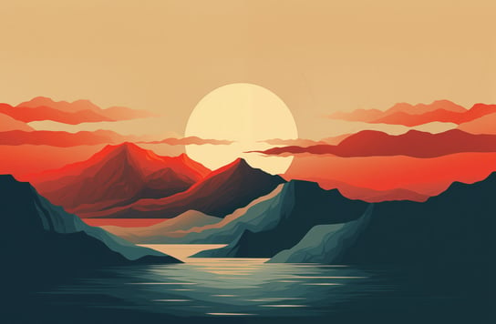 Plakat 91,5x60cm Zachód Słońca nad Górami Zakito Posters