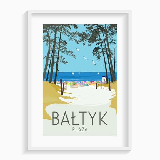 Plakat A. W. WIĘCKIEWICZ, Bałtyk Plaża 50x70 cm A. W. WIĘCKIEWICZ