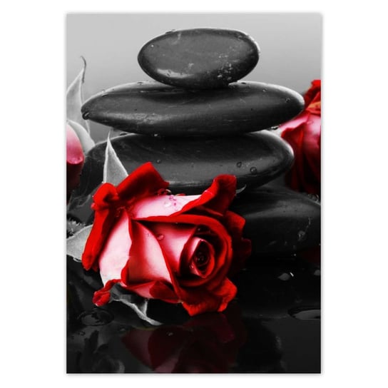 Plakat A0 PION Czerwone róże Kamienie ZeSmakiem