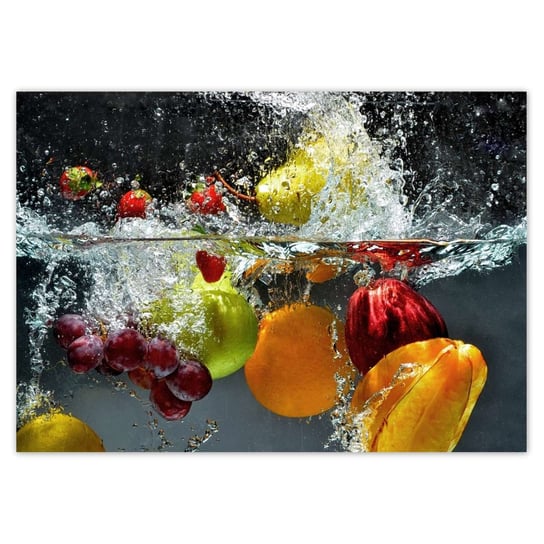 Plakat A0 POZIOM Owoce wpadające do wody ZeSmakiem