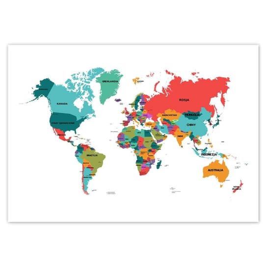 Plakat A0 POZIOM Polityczna mapa świata ZeSmakiem