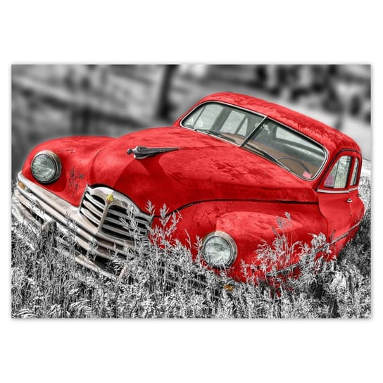 Plakat A0 POZIOM Stary czerwony samochód ZeSmakiem