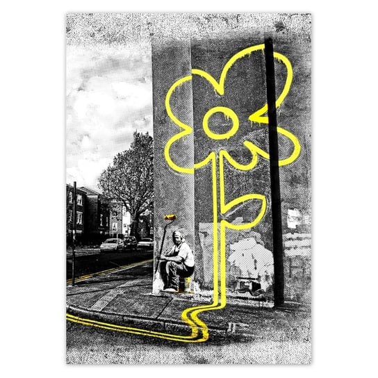 Plakat A1 PION Banksy Żółty kwiatek ZeSmakiem