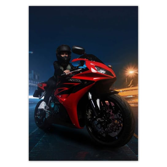 Plakat A2 PION Czerwony ścigacz motocykl ZeSmakiem
