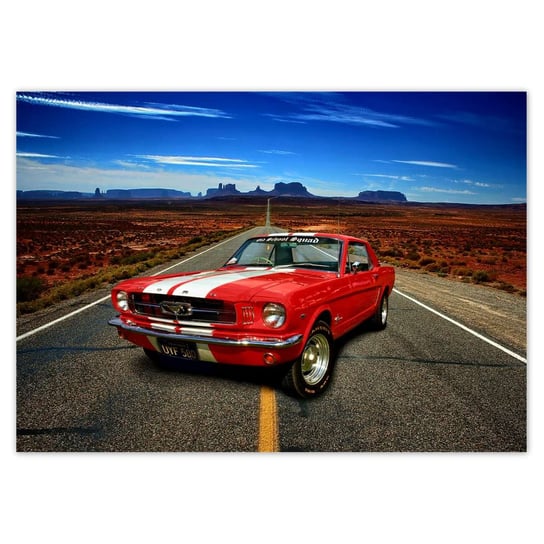 Plakat A2 POZIOM Czerwony Ford Mustang USA ZeSmakiem