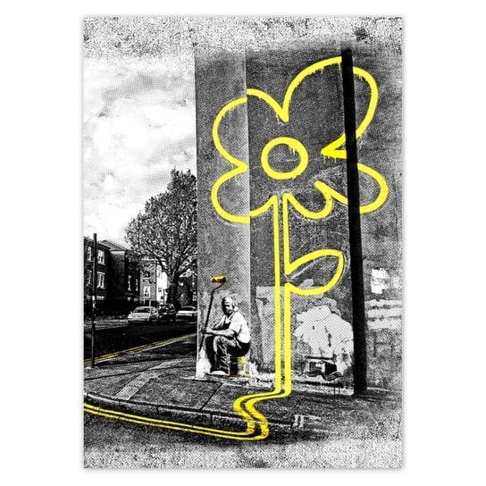 Plakat A3 PION Banksy Żółty kwiatek ZeSmakiem