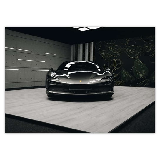 Plakat A3 POZIOM Czarne Ferrari Samochód ZeSmakiem