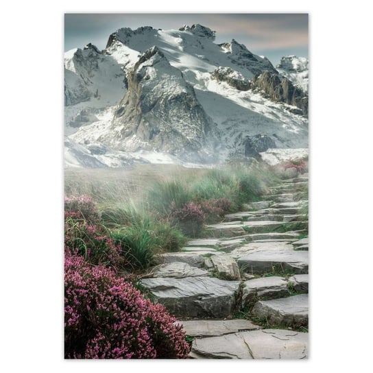 Plakat A4 PION Górski widok Pejzaż Mgła ZeSmakiem