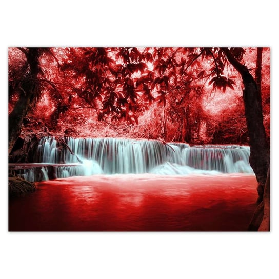 Plakat A5 POZIOM Czerwony wodospad Kaskada ZeSmakiem