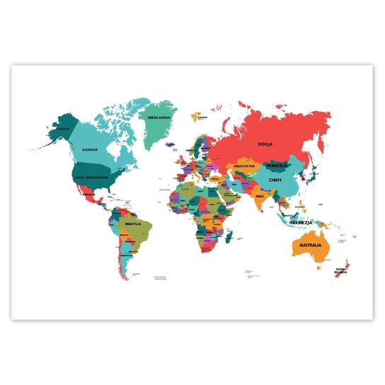Plakat A5 POZIOM Polityczna mapa świata ZeSmakiem