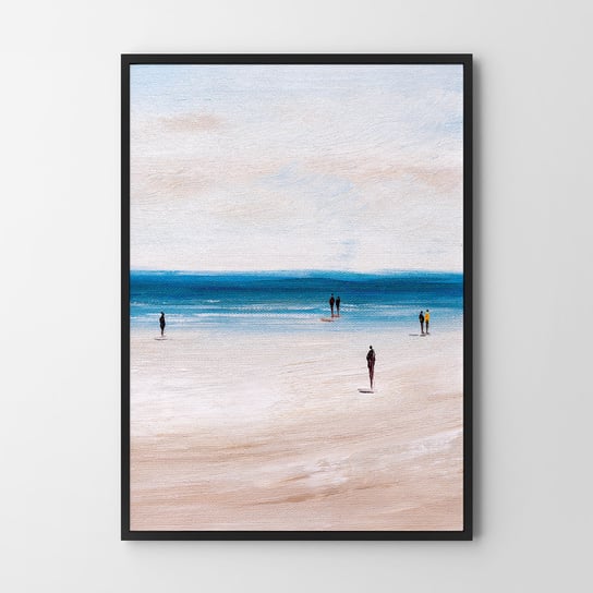 Plakat abstrakcja różowo niebieska plaża - A4 Hog Studio