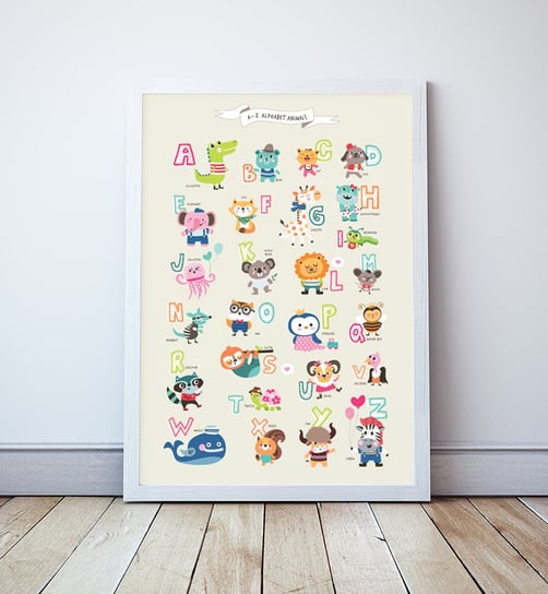 Plakat angielski alfabet ze zwierzętami format A3 Wallie Studio Dekoracji
