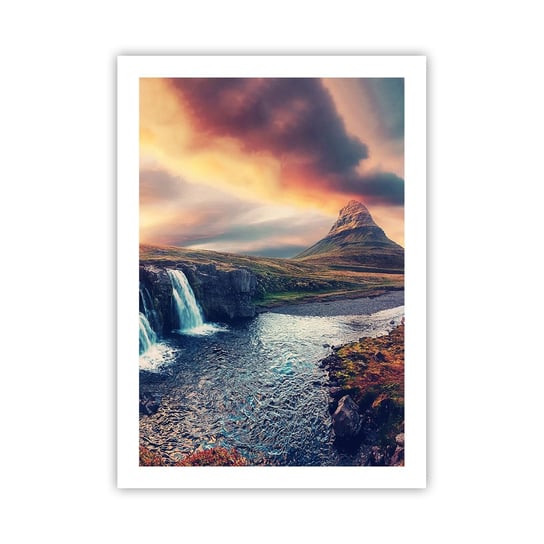 Plakat Arttor W majestacie przyrody - 50x70 cm - Plakat bez ramy - Krajobraz, Wodospad, Góra, Islandia, Natura - P2XPA50x70-5111 ARTTOR