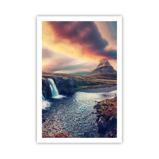 Plakat Arttor W majestacie przyrody - 61x91 cm - Plakat bez ramy - Krajobraz, Wodospad, Góra, Islandia, Natura - P2XPA61x91-5111 ARTTOR