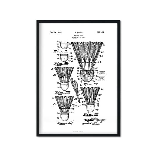 Plakat Badminton (II), biało-czarny, 30x40 cm Love The Journey