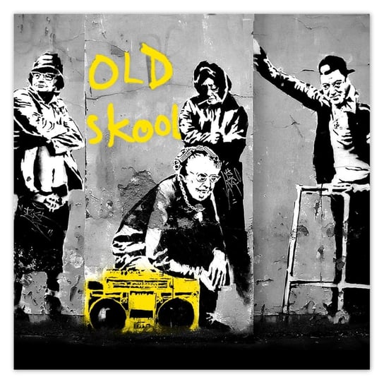 Plakat Banksy Old school, 100x100 cm ZeSmakiem