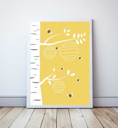 Plakat Bee Happy 1 format A3 Wallie Studio Dekoracji