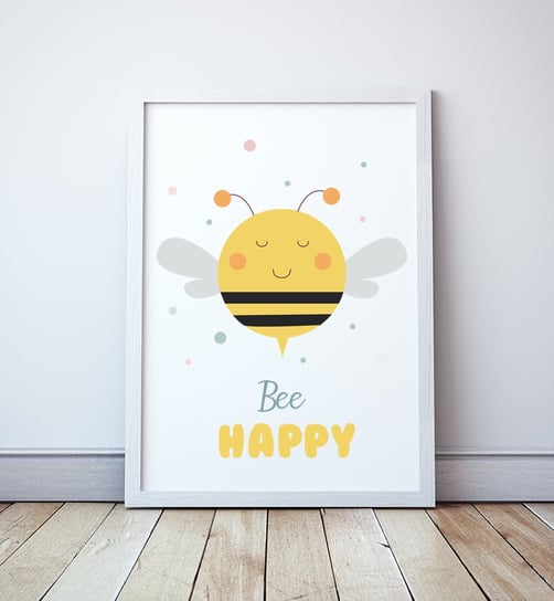 Plakat Bee Happy 2 format A3 Wallie Studio Dekoracji