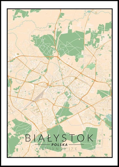 Plakat, Białystok, Polska mapa kolorowa, 70x100 cm Inna marka