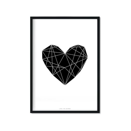 Plakat Black Heart, biało-czarny, 50x70 cm Love The Journey