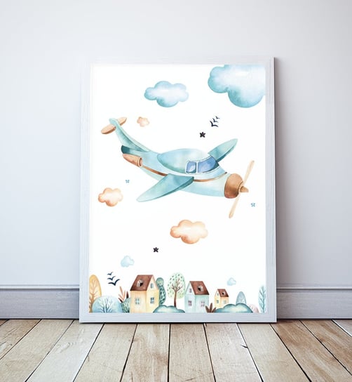 Plakat Blue Sky, SAMOLOT format A4 Wallie Studio Dekoracji