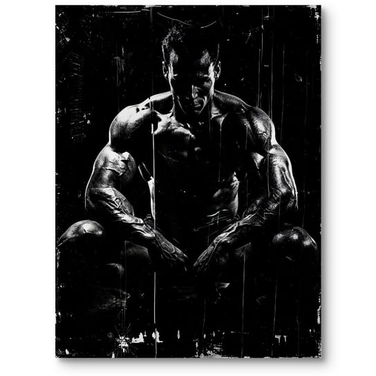 Plakat bodybuilding do siłowni czarno-biały 70x100 cm MieszkoMieszko