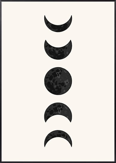 Plakat Boho Czarne Fazy Księżyca - 21x30 cm (A4) Posteracademy