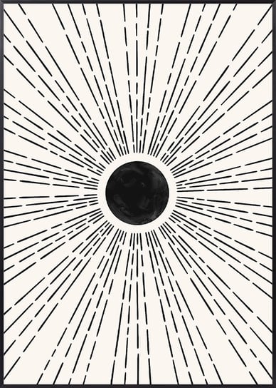 Plakat Boho Czarne Promienie Słońca - 40x50 cm Posteracademy
