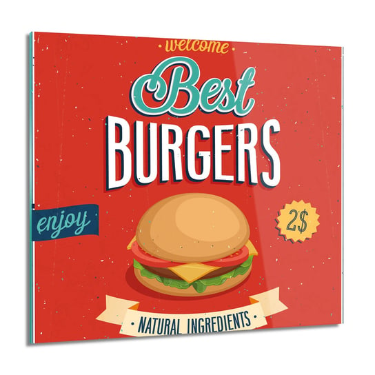 Plakat burger kwadrat obraz na szkle 60x60 cm ArtPrintCave