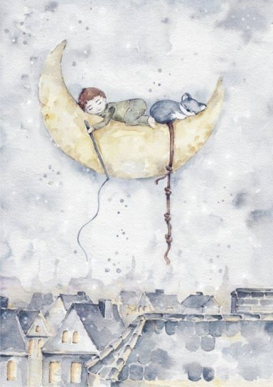 Plakat, Chłopiec na Księżycu, 29,7x42 cm Katarzyna Stróżyńska Goraj