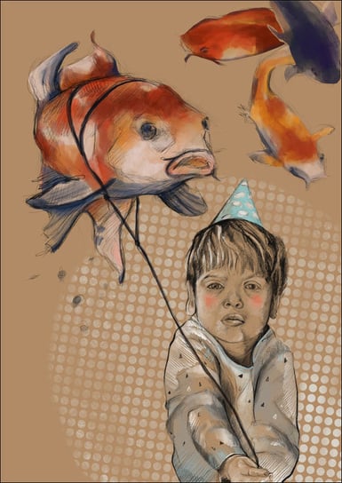 Plakat, Chłopiec z balonikiem, 30x40 cm Inna marka