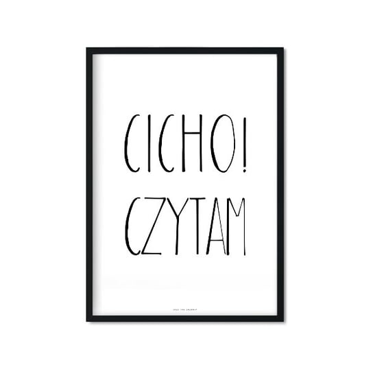 Plakat Cicho! Czytam, biało-czarny, 40x50 cm Love The Journey
