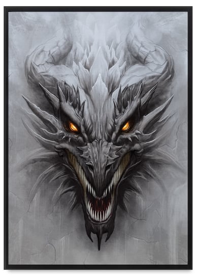 Plakat czarna ramka fantasy smok dragon 21x30 cm Hog Studio