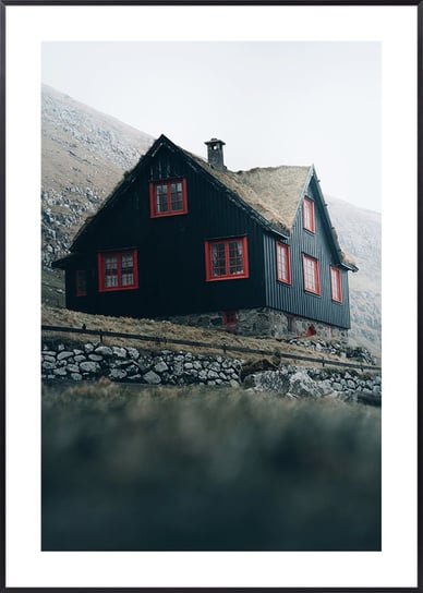 Plakat Czarny Dom z Drewna - 50x70 cm Posteracademy