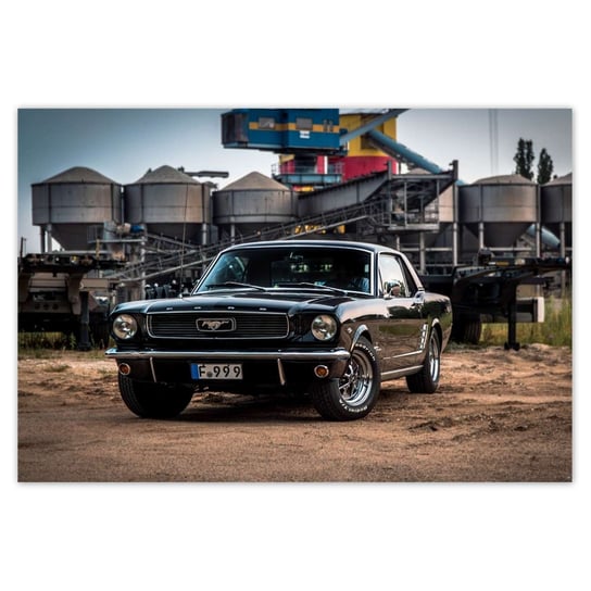 Plakat Czarny Ford Mustang, 155x105 cm ZeSmakiem