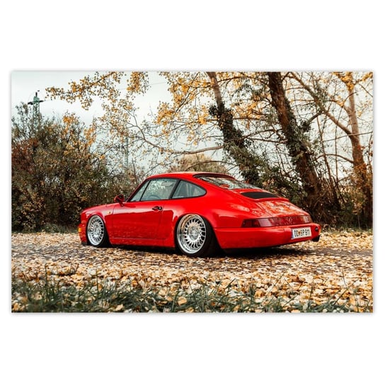 Plakat Czerwone Porsche Samochód, 90x60 cm ZeSmakiem