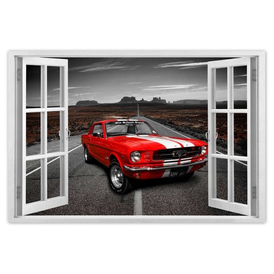 Plakat Czerwony Ford Mustang, 60x40 cm ZeSmakiem