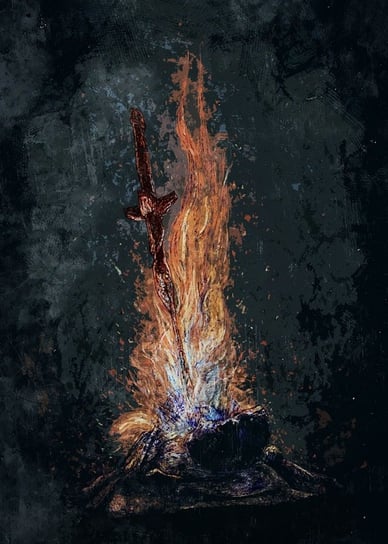 Plakat, Dark Souls - Bonfire, 70x100 cm Inna marka
