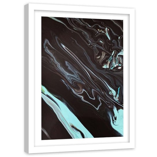 Plakat dekoracyjny w ramie białej FEEBY Atrament w wodzie abstrakcja, 30x40 cm Feeby
