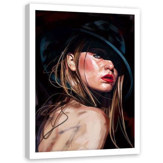 Plakat dekoracyjny w ramie białej FEEBY Kobieta erotyczne portret, 70x100 cm Feeby