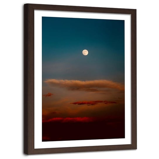 Plakat dekoracyjny w ramie brązowej FEEBY Księżyc w pełni, 70x100 cm Feeby