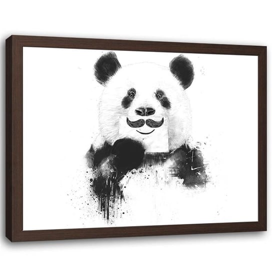 Plakat dekoracyjny w ramie brązowej FEEBY miś panda portret, 60x40 cm Feeby