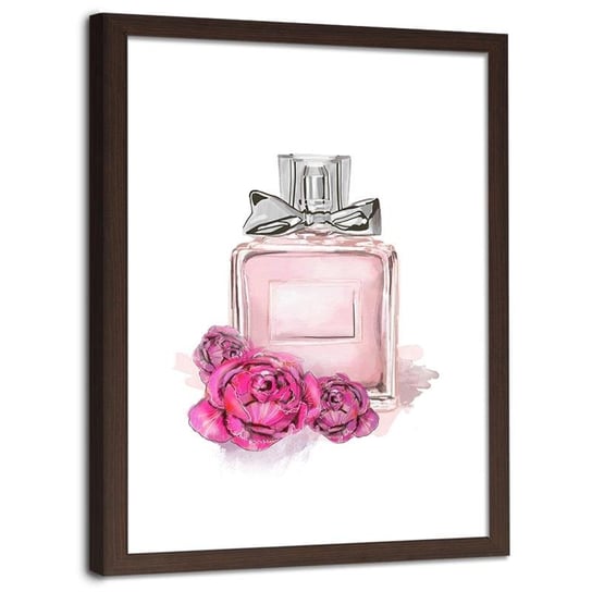 Plakat dekoracyjny w ramie brązowej FEEBY Perfumy i kwiaty, 80x120 cm Feeby
